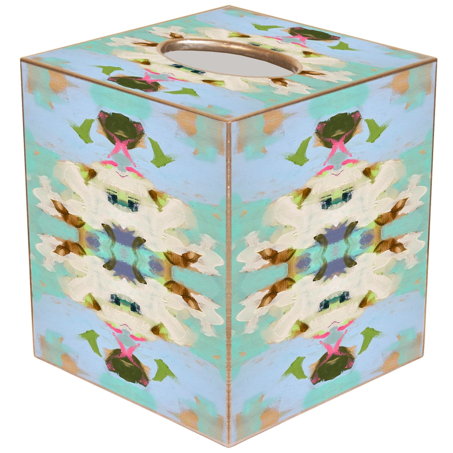 Hand-painted gold tissue box cover with paper mache finish