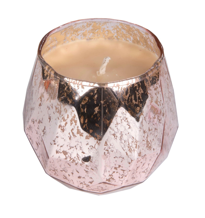 Soy candle in a clear glass vessel with the Sweet Grace fragrance label.