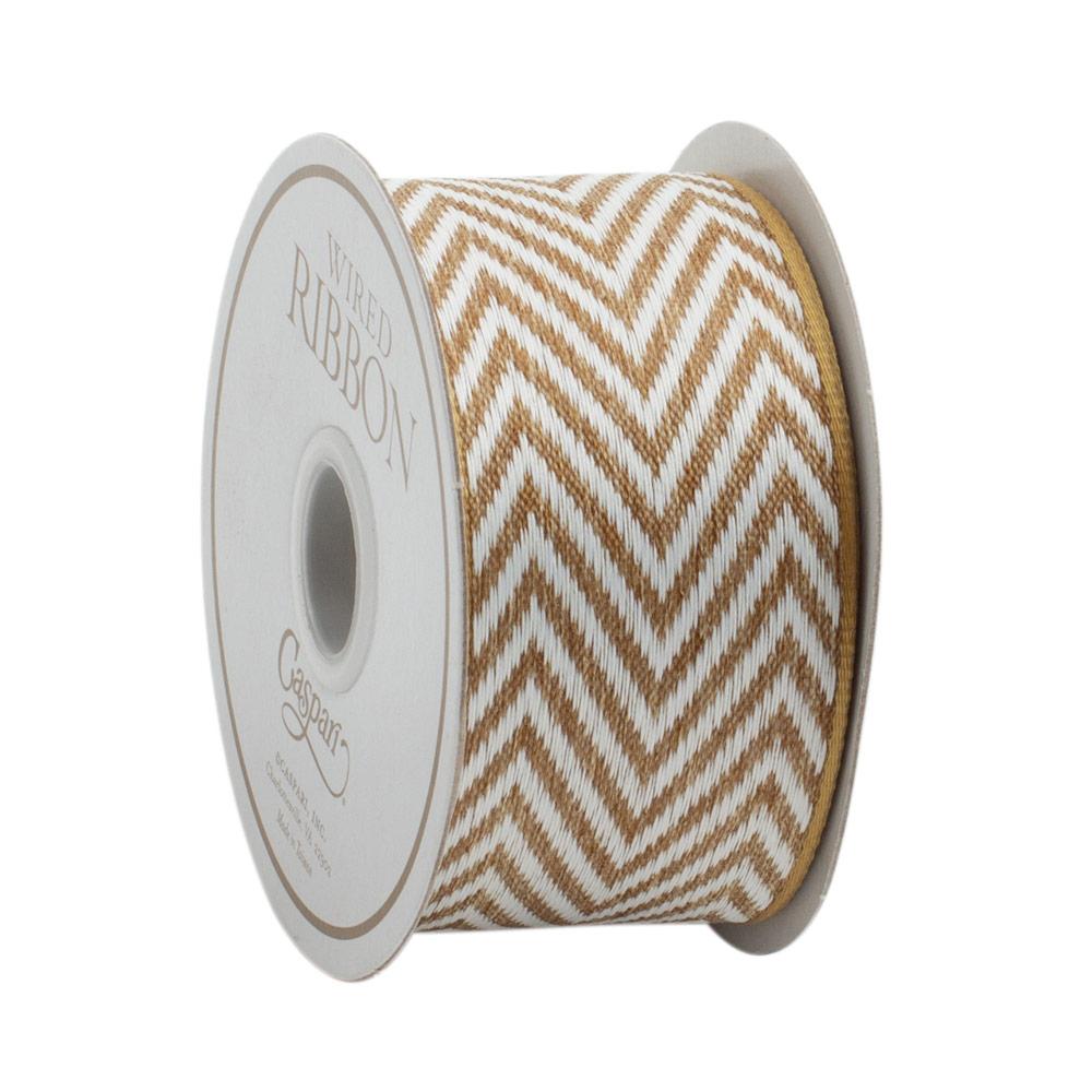 Roll of wired ribbon in neutral tone with subtle sheen