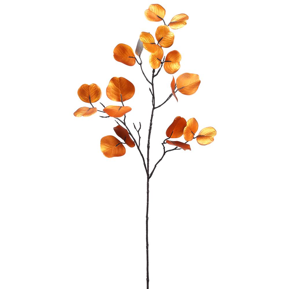 33" Metallic Eucalyptus Leaf Spray Orange