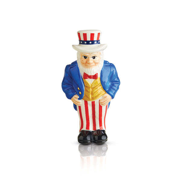 Mini Uncle Sam patriotic figure in red, white, and blue with stars and stripes pattern.