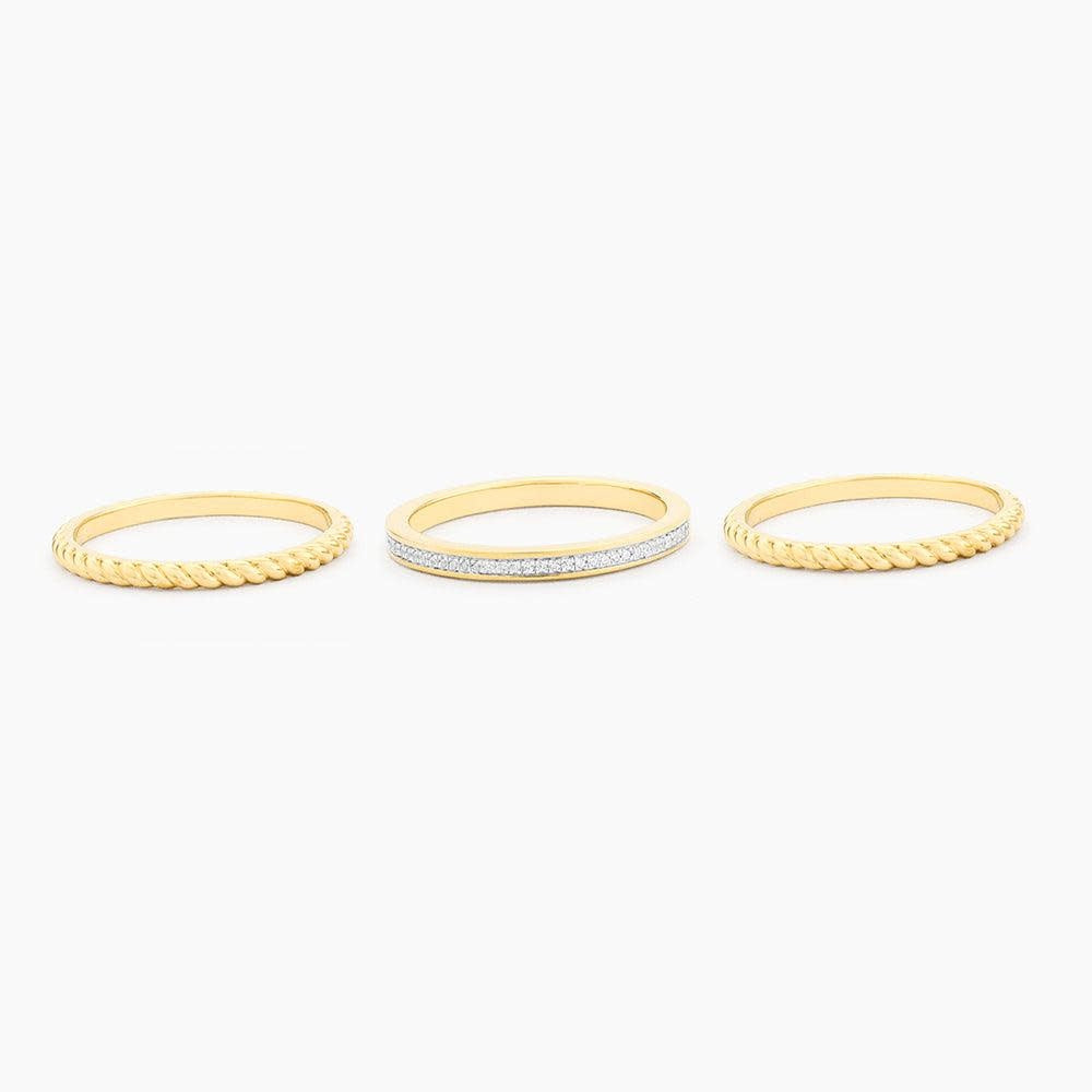 Stackable Unite ring in gold-plated sterling silver with a small diamond accent.