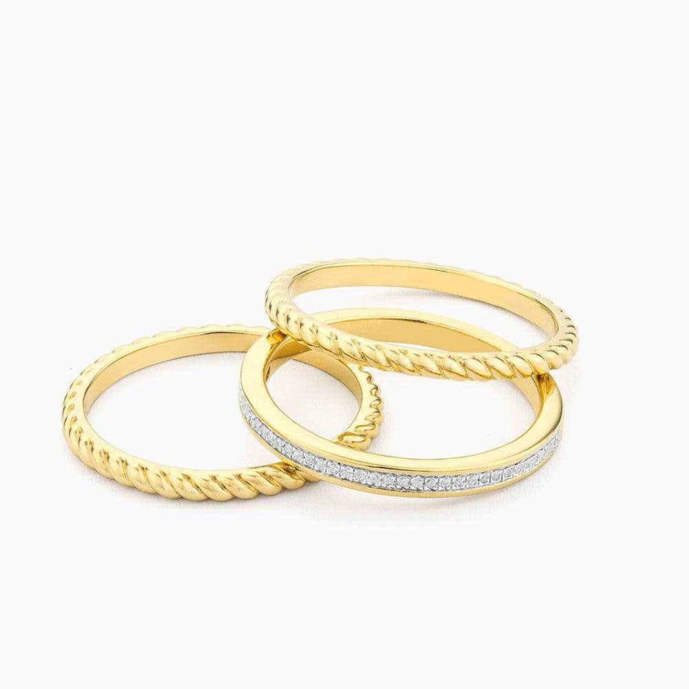 Stackable ring with diamond accents in gold-plated sterling silver