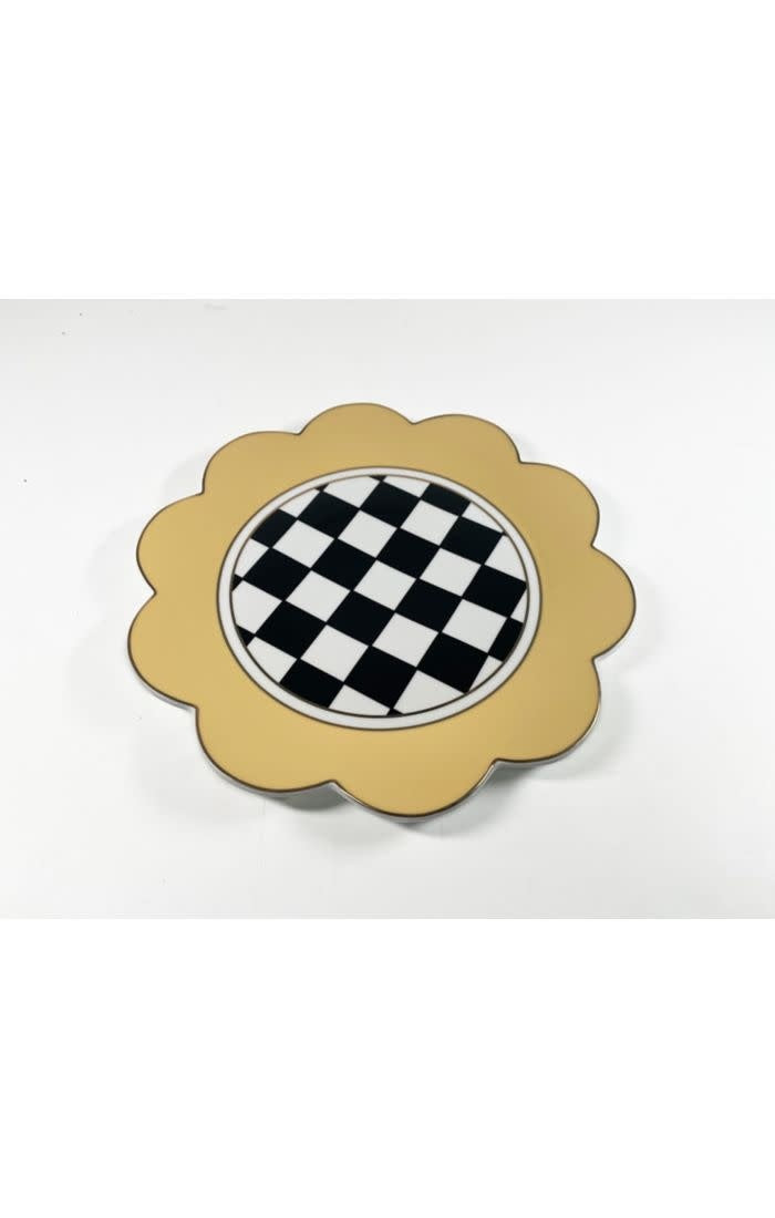 Butterfly Toile Dinner Plate - Buttercream