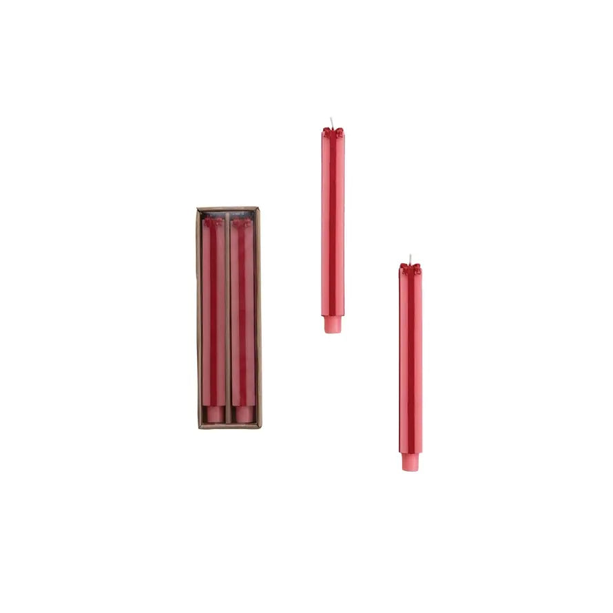 Pink unscented package-shaped taper candle with gift-box detailing.
