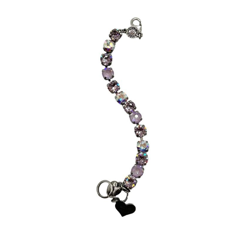 Classic Paris bracelet featuring lavender and white stones with an amber tag heart charm.