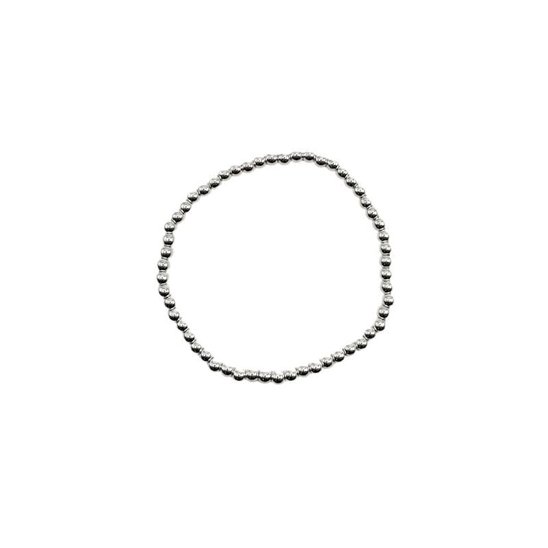 Small water-resistant bead bracelet with a simple circular silhouette.