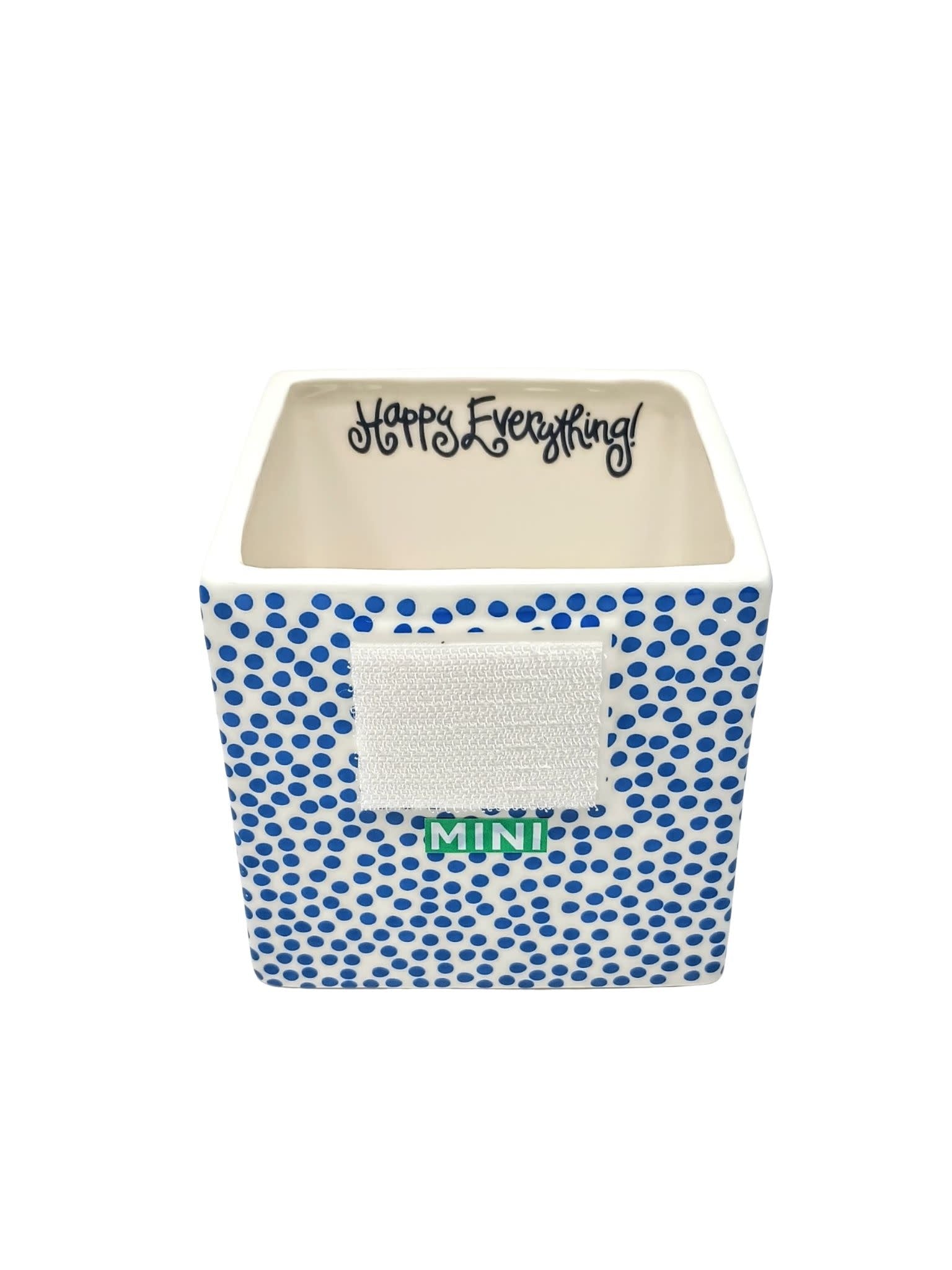 Indigo ceramic nesting cube with small dot pattern in square shape