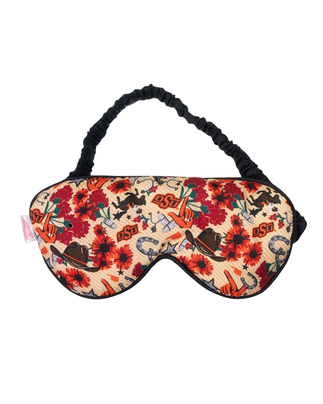 Black sleepmask with adjustable headband strap