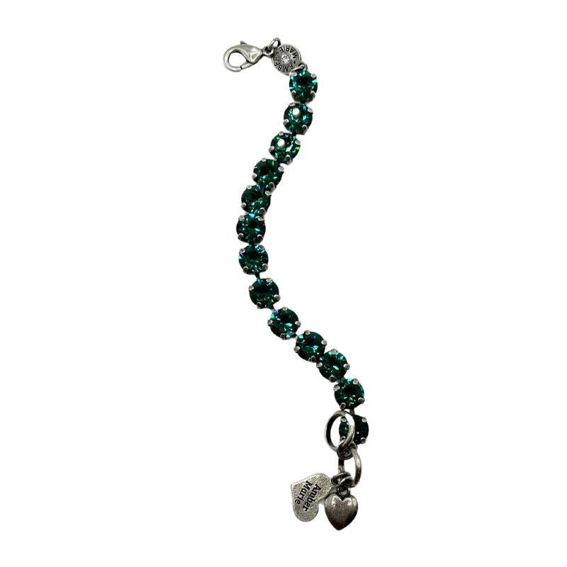 Green stone bracelet with amber tag featuring a Scotty dog heart charm