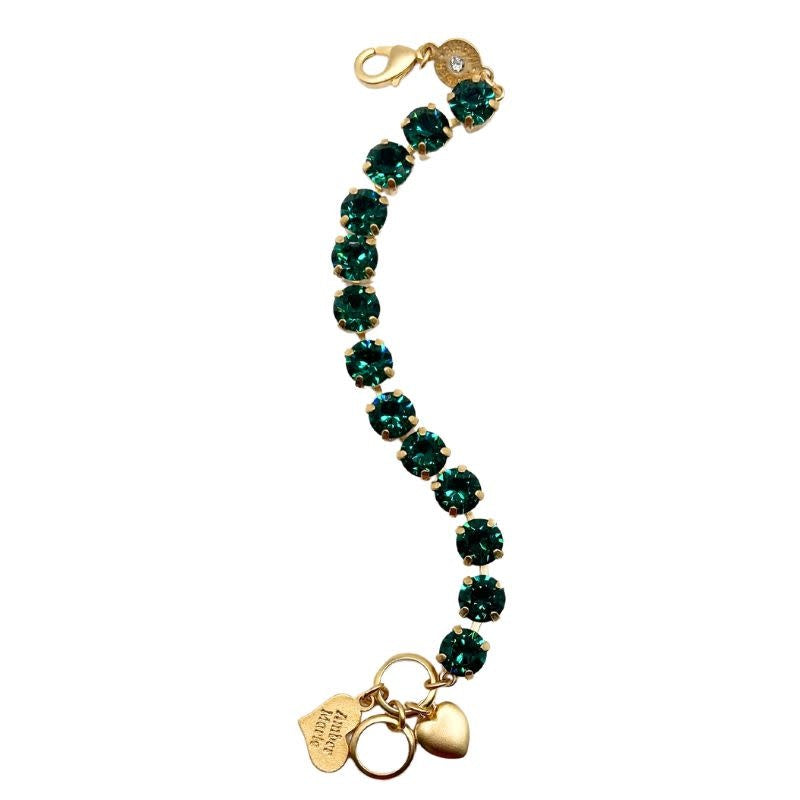 Green collage bracelet with amber tag crystal heart charm