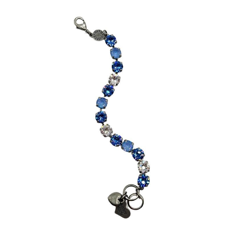 Classic Oklahoma bracelet featuring blue and clear crystal stones on a silver-tone chain.