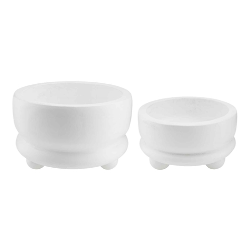 White Paulownia wood beaded bowl with a bow handle