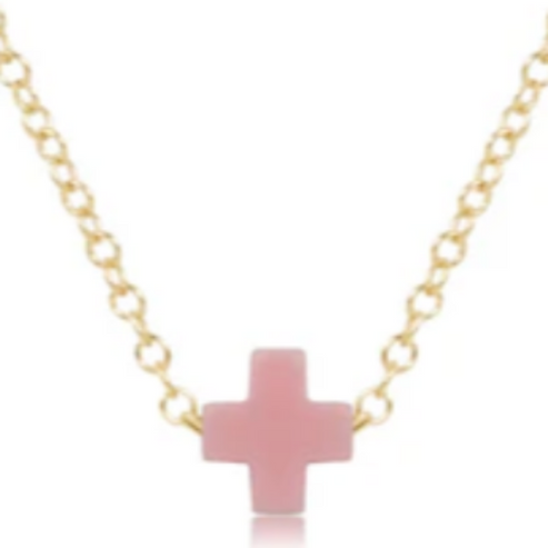 Egirl 14-inch gold-filled chain necklace with a small pink signature cross pendant.