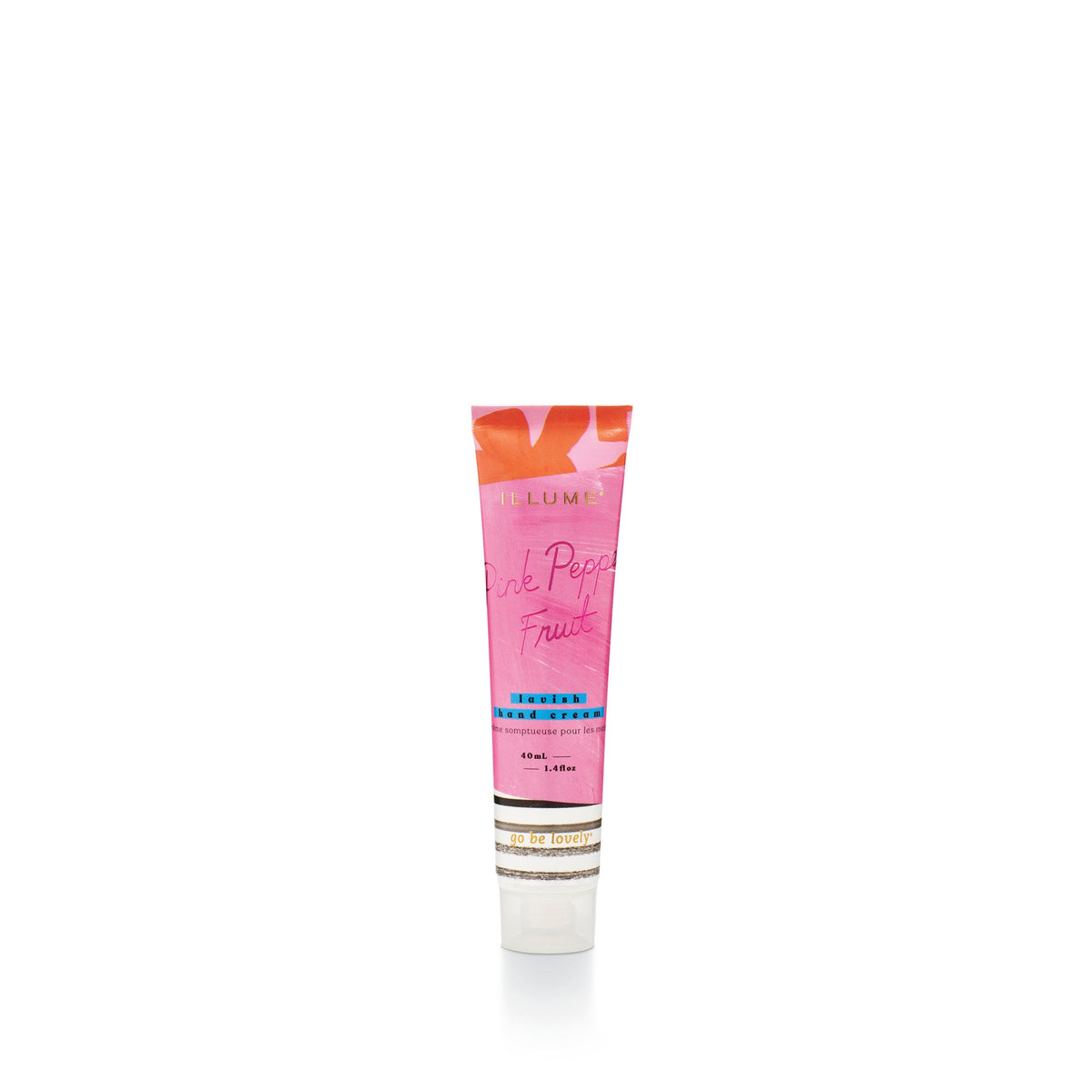 Demi hand cream in a white tube with black text on neutral background