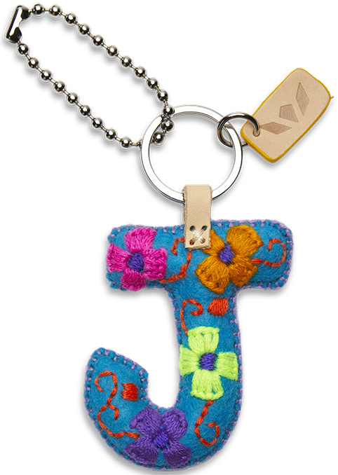 Felt letter charm in bright yellow with attached silver chain