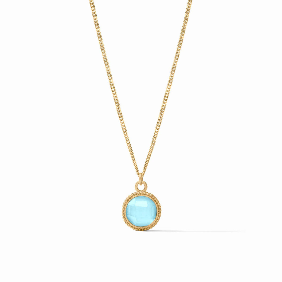 Adjustable necklace with a glittering gemstone on one side and a fleur-de-lis intaglio reverse.