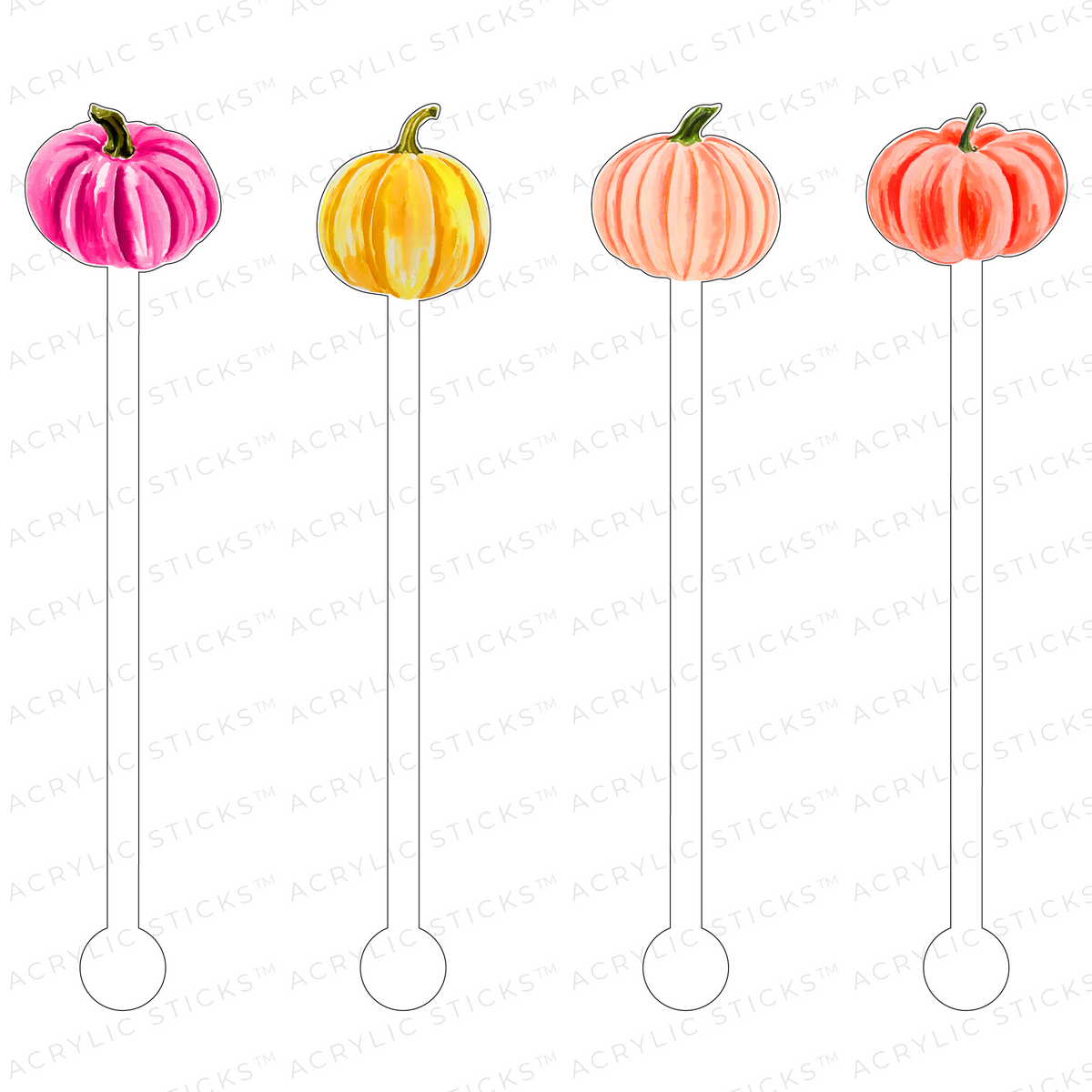 Set of four clear acrylic stir sticks with a simple cylindrical shape.