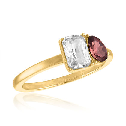 Burgundy Duo-Stone Gold Layers Ring