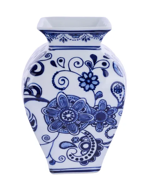 Tall porcelain vase with a cylindrical shape in neutral tone.