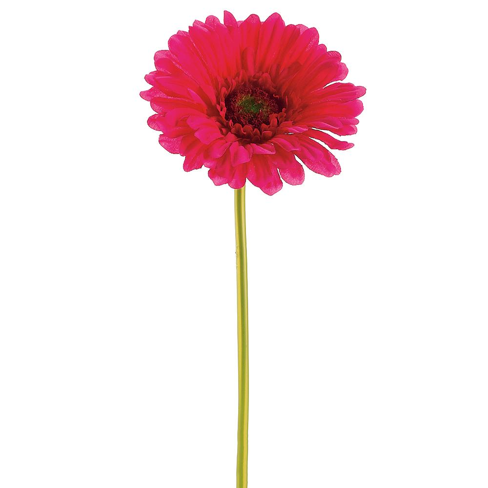 Large polyester Gerbera daisy stem with plastic petals in vibrant yellow.