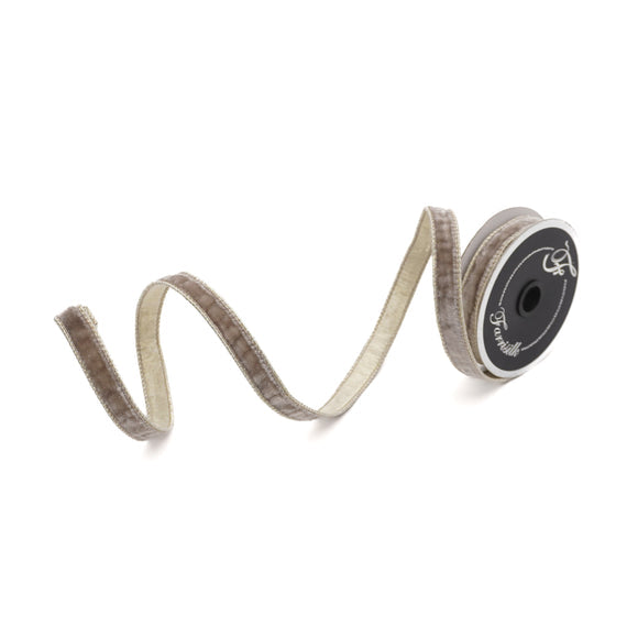 .75-inch wired velvet ribbon with a luster finish in deep burgundy.