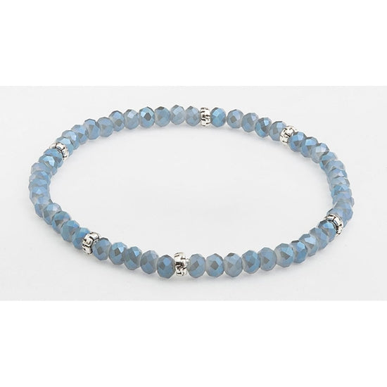 Silver accent mini crystal bracelet with a delicate chain link design.