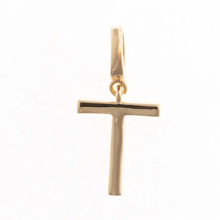 18k gold plated Tia Initial Charm in the shape of the letter T with a clasp for necklaces.