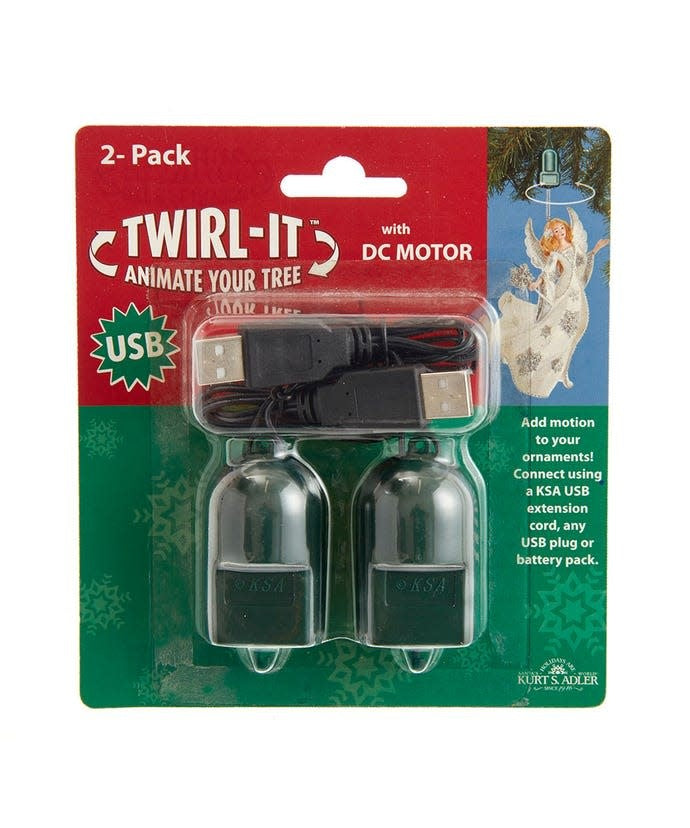 USB-powered twirl-it ornament spinner with DC motor in white finish