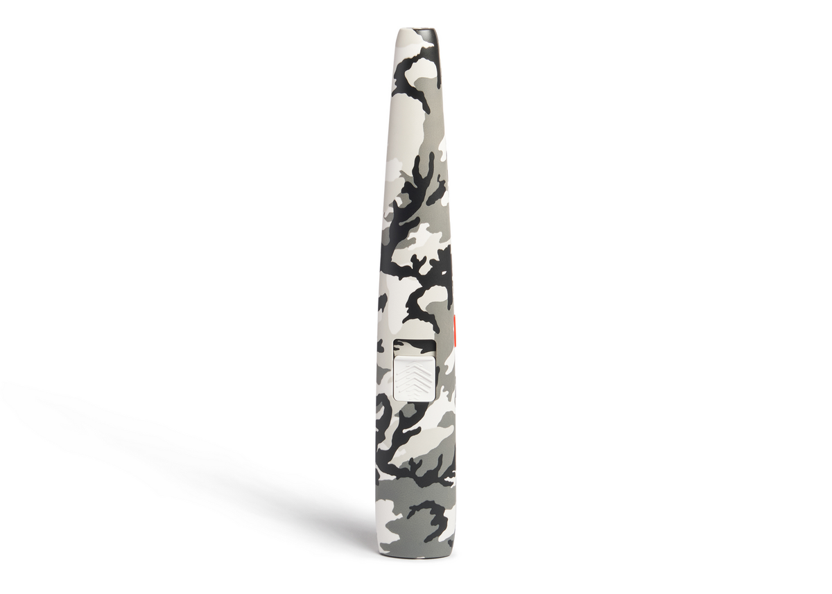 Snow Camo Motli lighter with ABS body featuring multi-light battery indicator.
