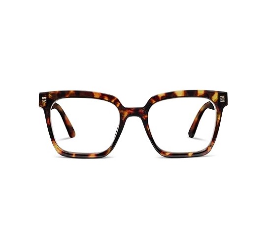Montage eyeglasses with square recycled polycarbonate frame in blue light focus lenses