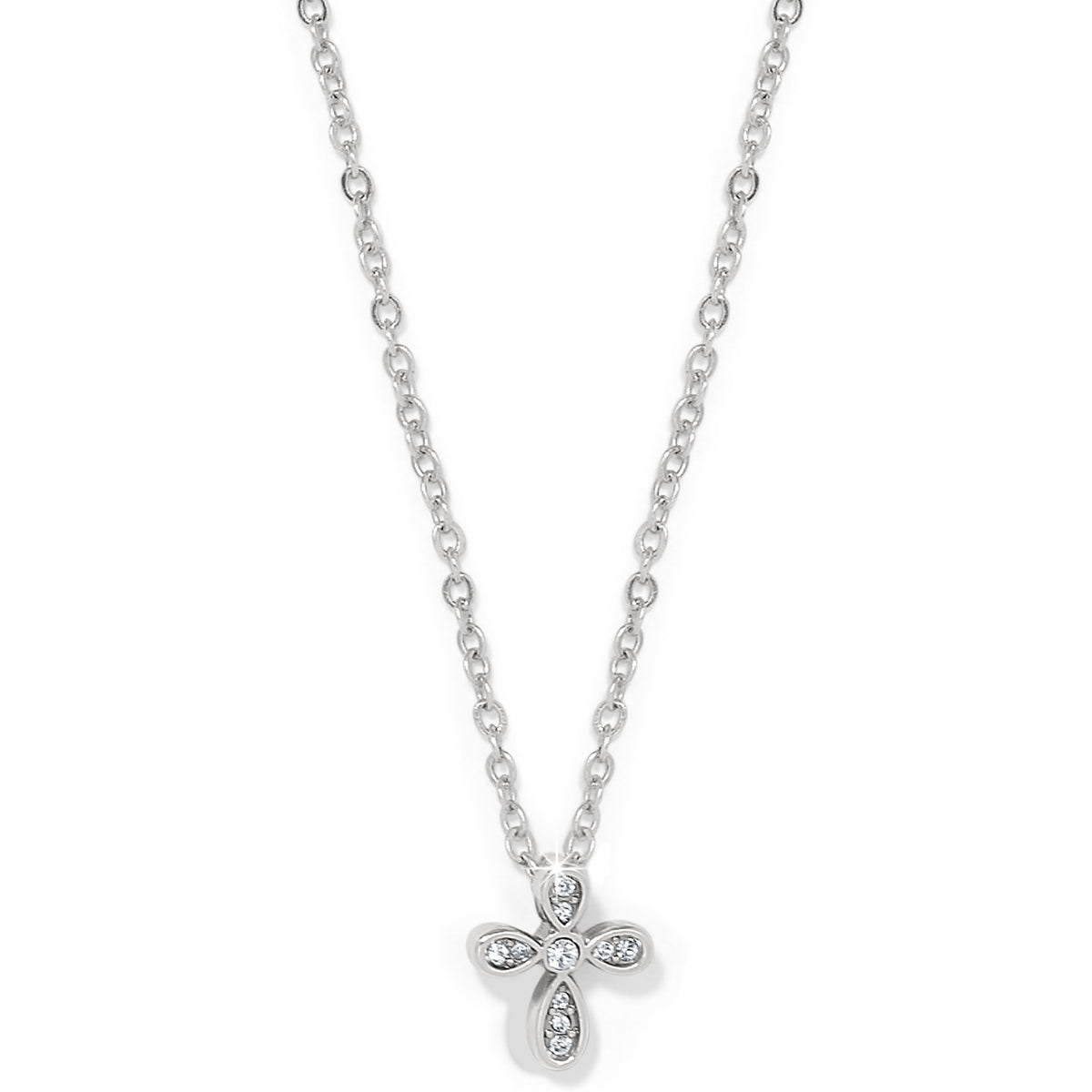Silver plated Enchanting Cross Necklace with fine quality crystals on a delicate chain.