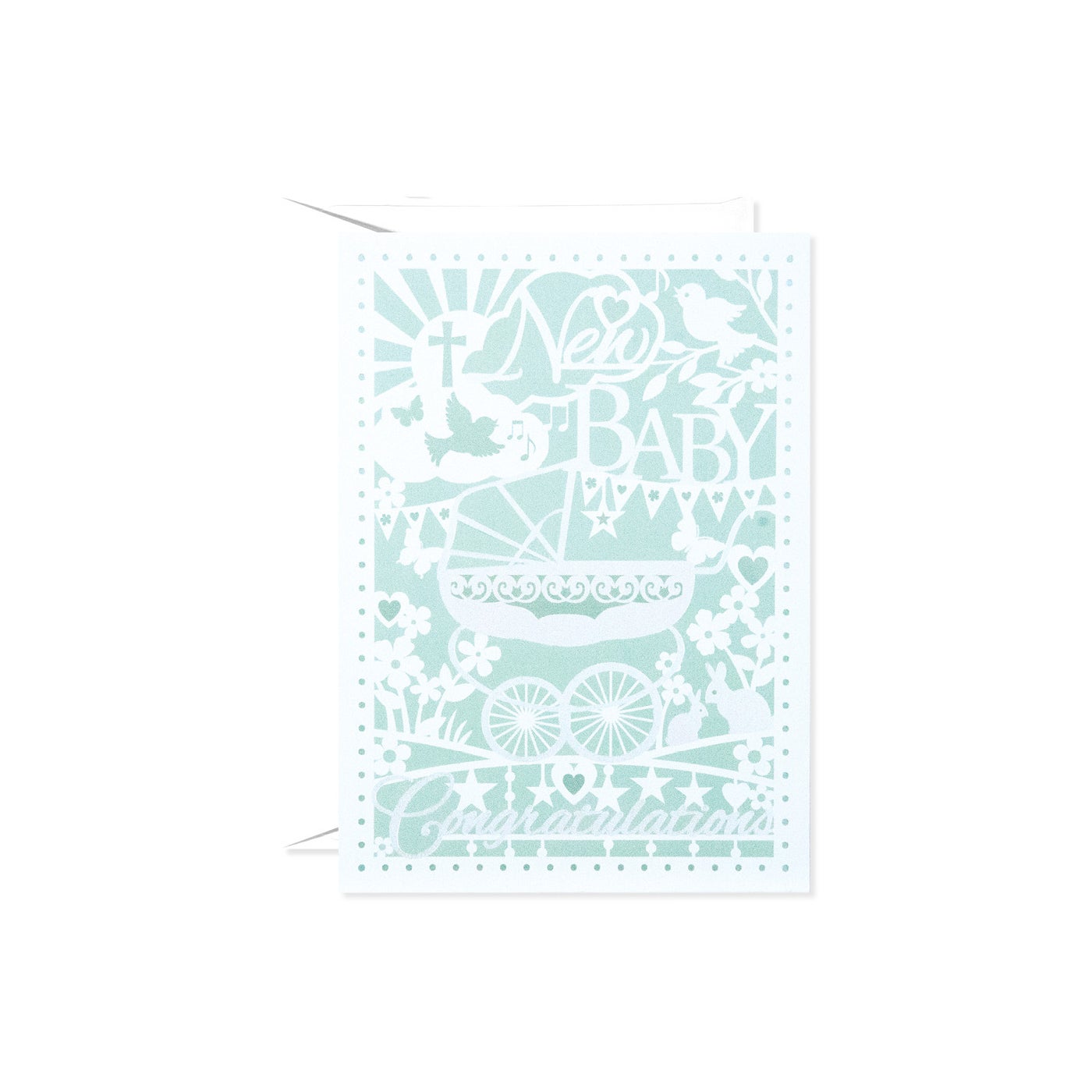 New Baby Contour card with blue border and text reading Congratulations on your new blessing