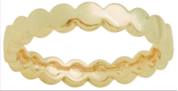 Scalloped gold layer ring with a delicate scalloped edge pattern.