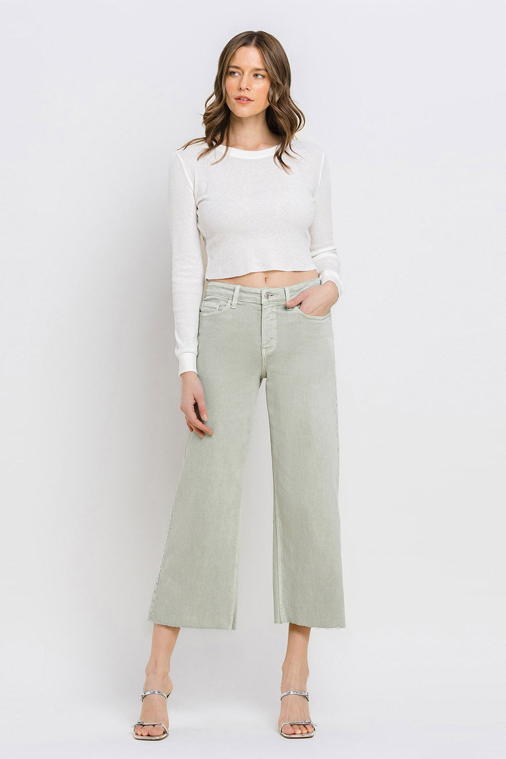 Stella High Rise Crop Wide Leg Jeans