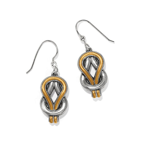 Silver-gold two-tone French wire earrings with a 7/16-inch width and one-inch drop.