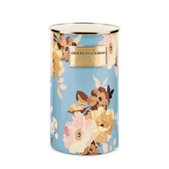 Tall cylindrical stainless steel utensil holder with a smooth finish.