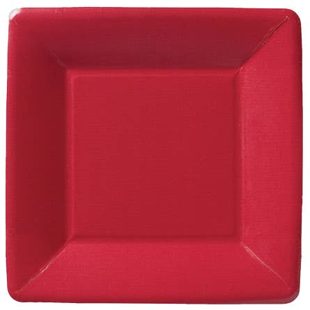 Seven-inch square paper plate with a classic linen texture in natural color.