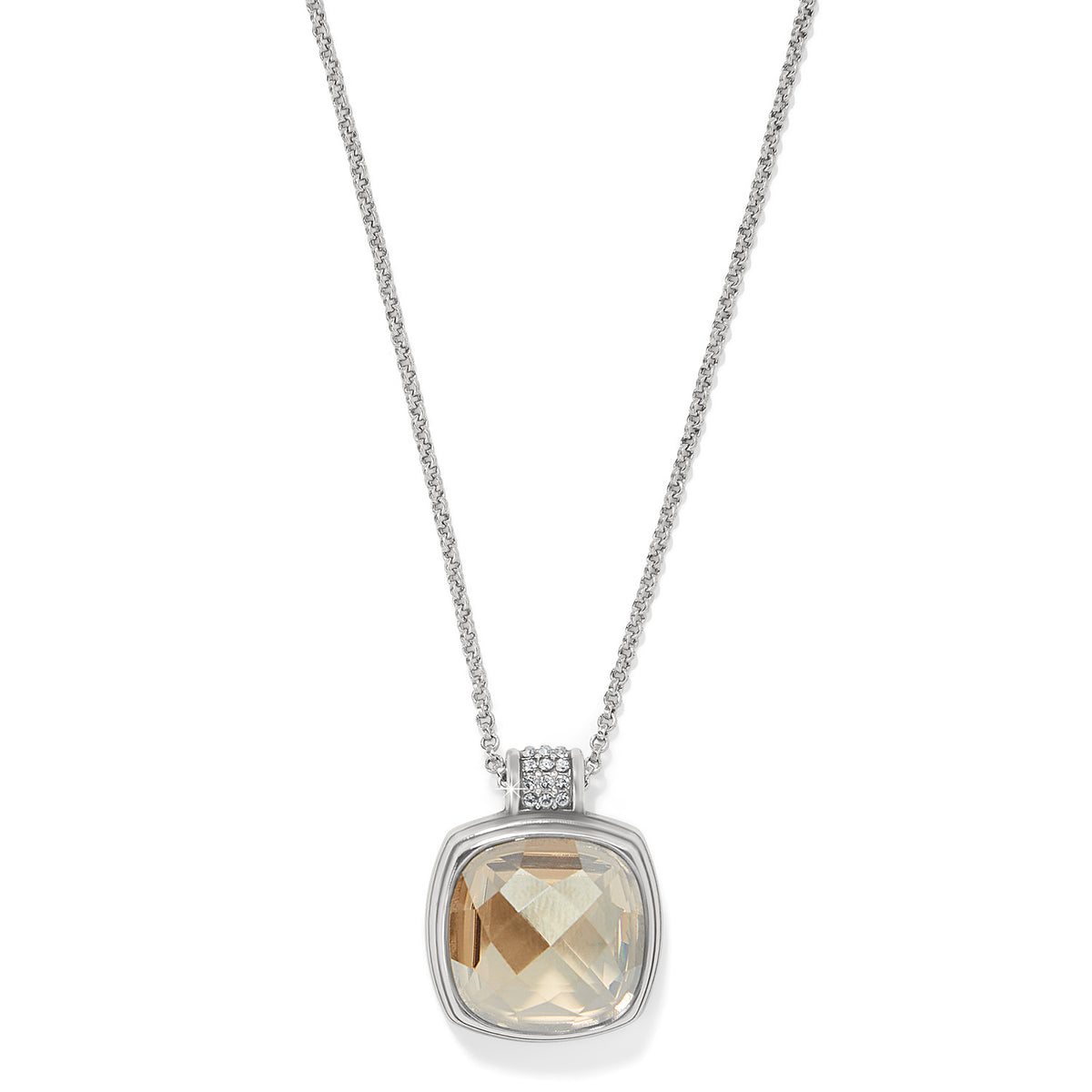 Silver plated adjustable necklace with a Northern Lights inspired crystal pendant