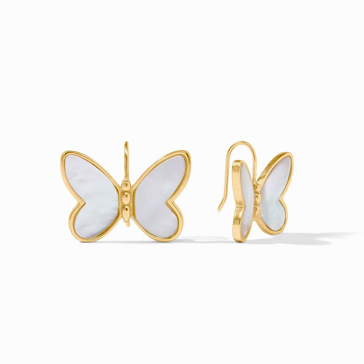 Papillon earring with mother-of-pearl shell in a butterfly shape on gold-plated French wire