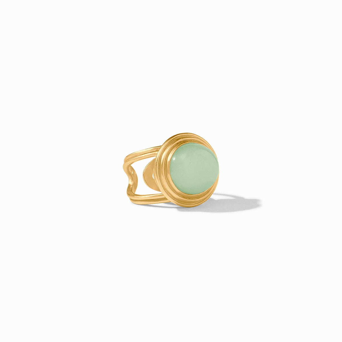 Adjustable Portofino statement ring featuring a jade stone set in 24K gold plate.