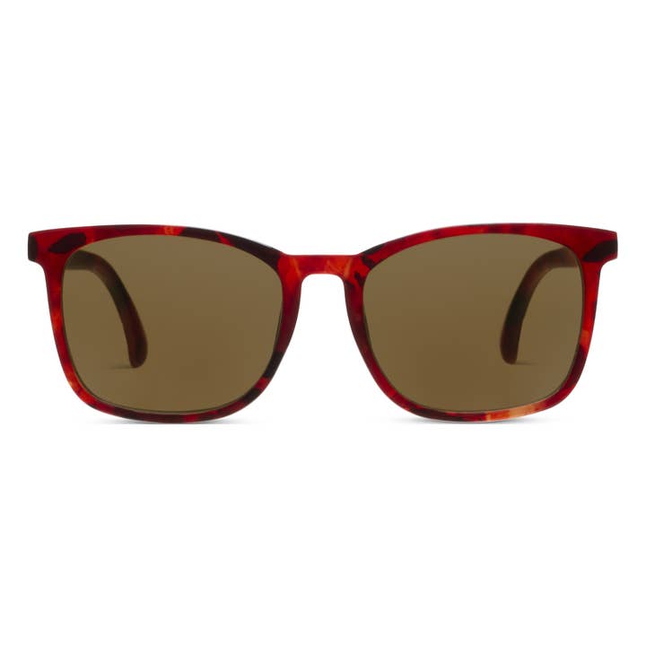 Mateo Bifocal Sun sunglasses with polycarbonate frames in Fire Tortoise gradient polarized lenses and spring hinges.