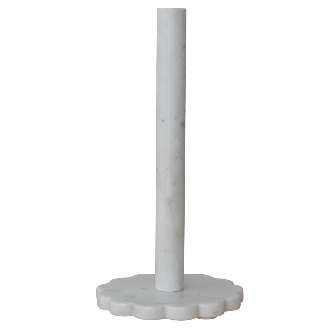 Marble Scalloped Paper Towel Holder - White