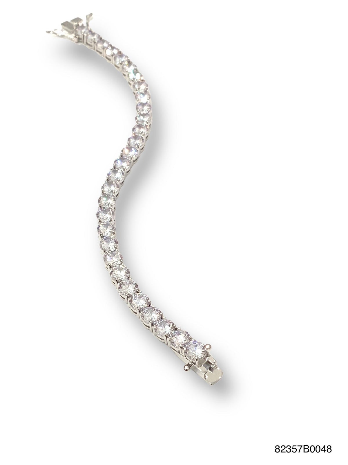 London Tennis Bracelet with white gold finish over brass box closure