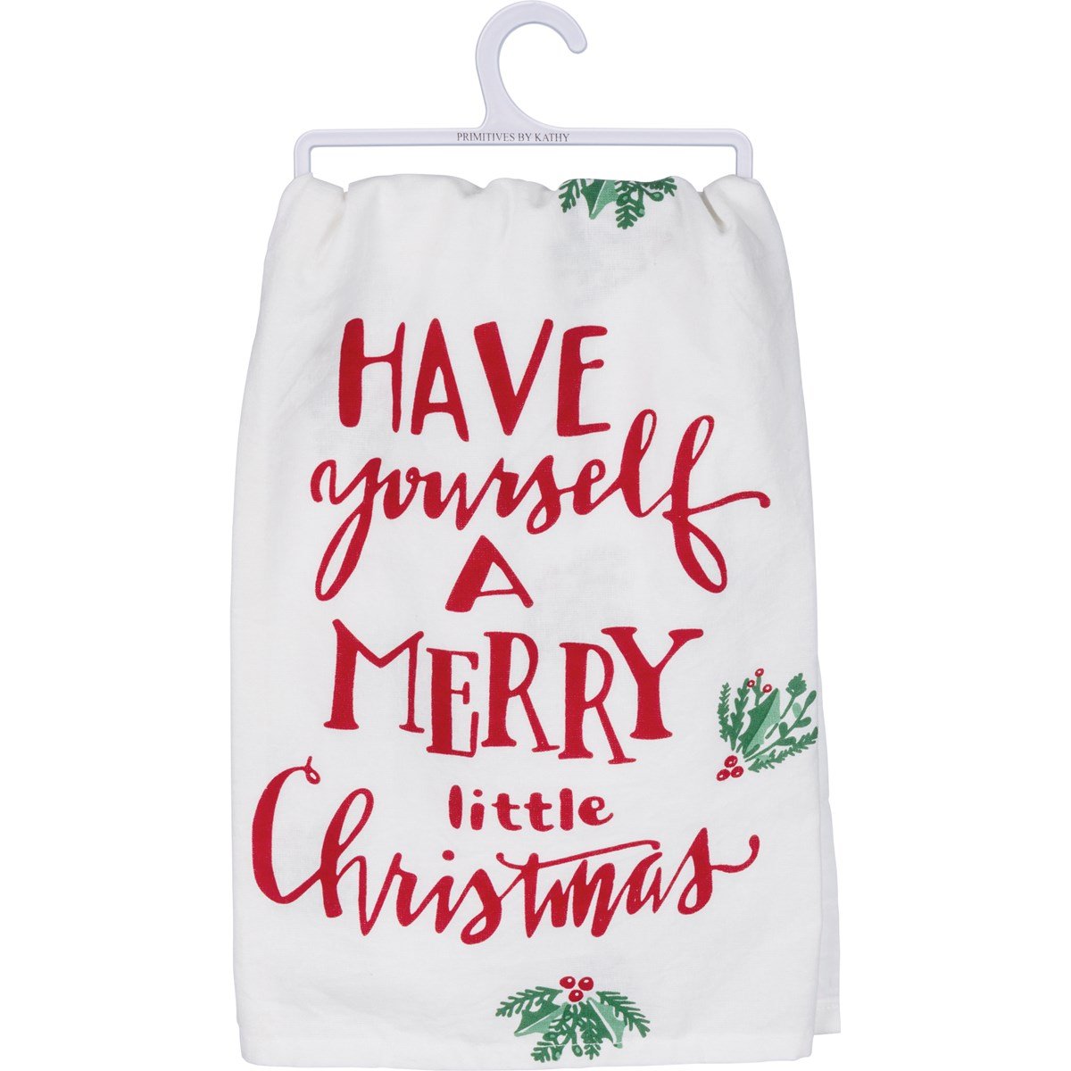 Black cotton kitchen towel with white text reading 'Remember As Far As Anyone Knows We Are A Nice & Normal Family'