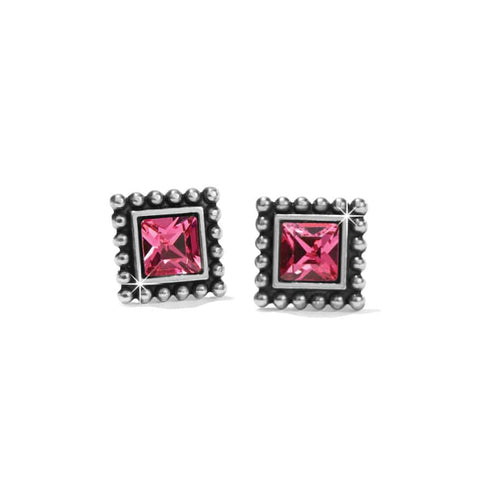 Sparkle Square Pink Mini Post Earrings