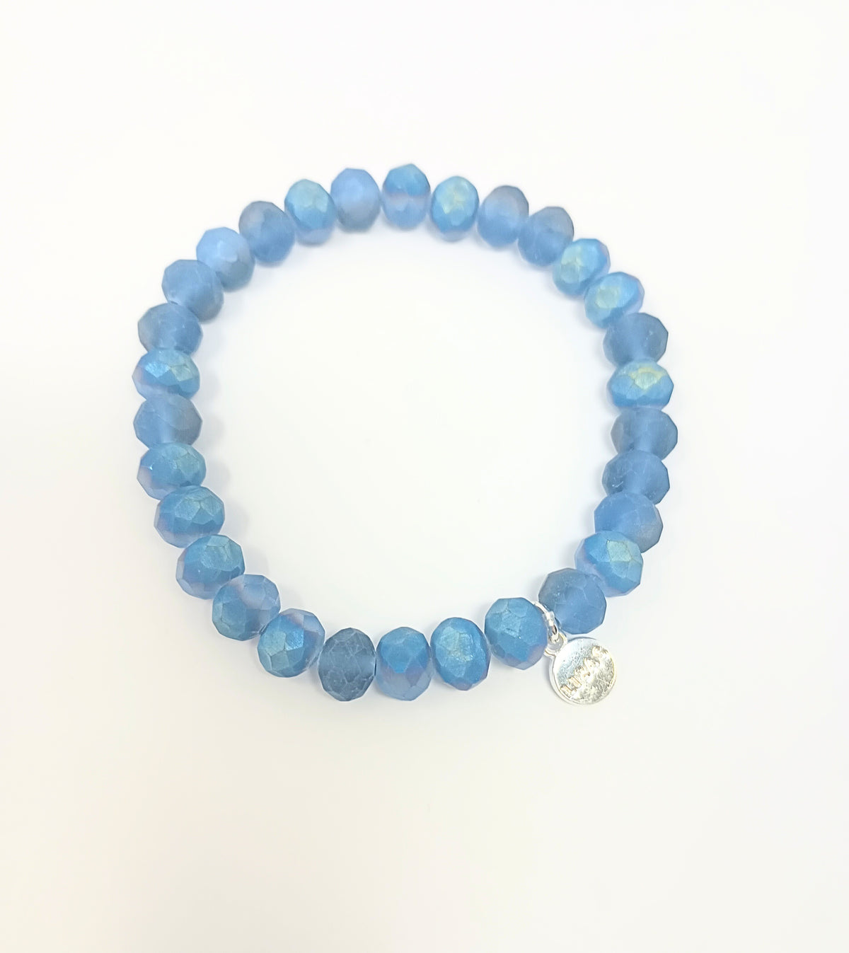 Stretchy bracelet with faceted glass beads in mixed colors