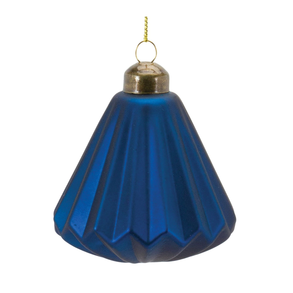 Three-inch square ribbed glass ornament with a faceted geometric pattern.