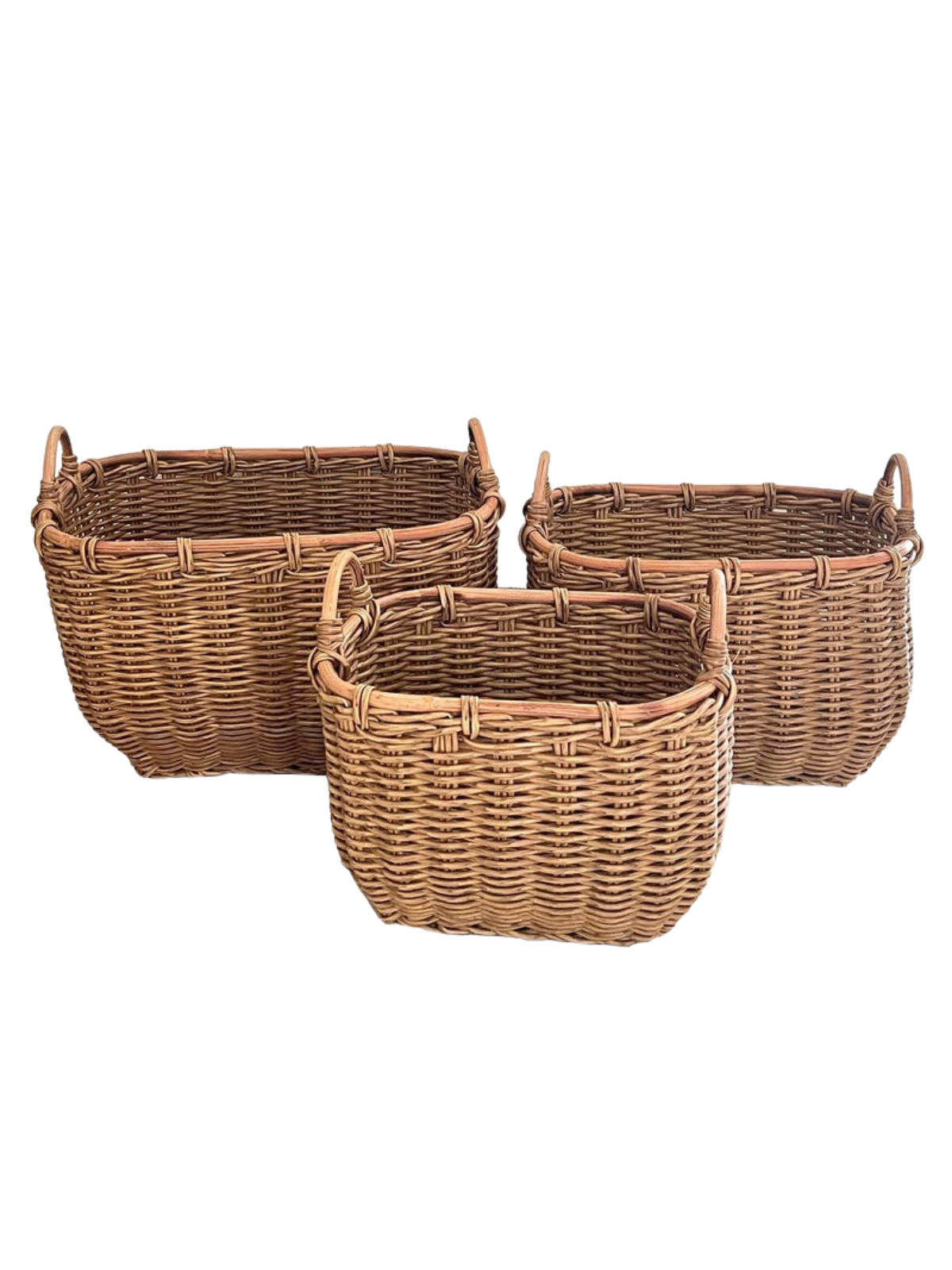 Poly weave produce basket in natural tan with a rectangular silhouette.