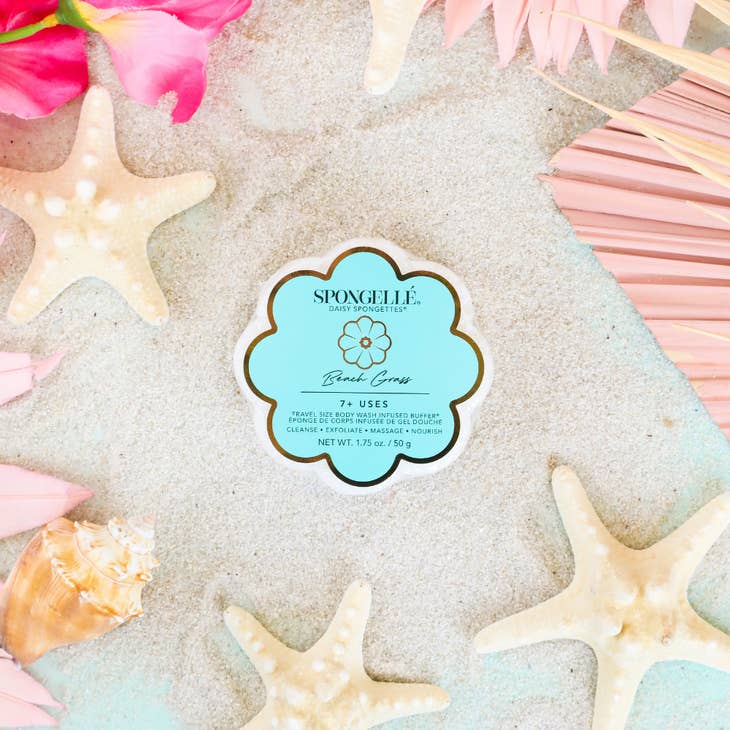White multi-use body wash sponge with built-in cleanser